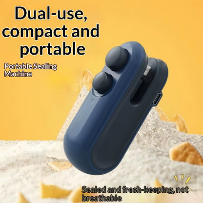 All-In-One USB Bag Sealer with Magnetic Back & Slide-Out Cutter, Press Seal&Cut Buttons Portable Heat Closer for Snack Bags